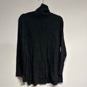 Calvin Klein Black Knit with White Accents Turtle Neck 5%‎ Wool Sweater Size XL